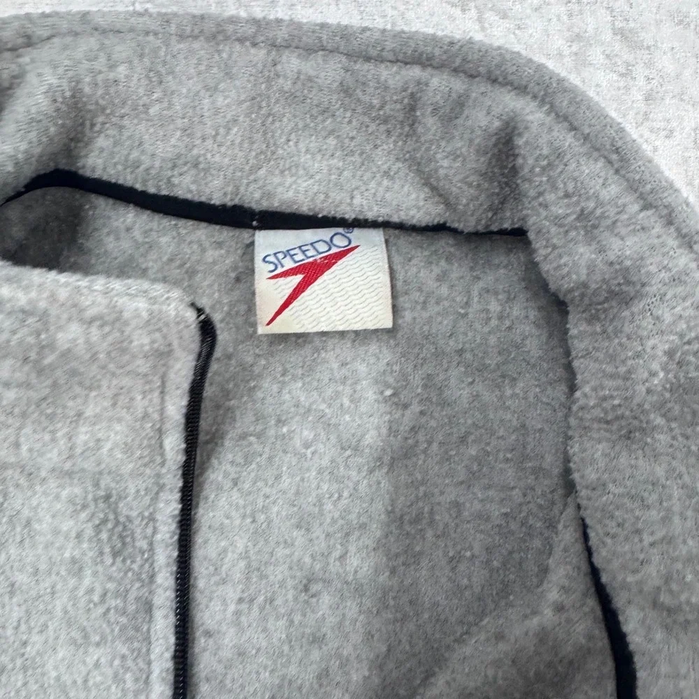 Speedo Fleece Jacket Women L Gray Full‎ Zip Mock Neck